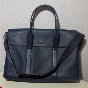 Michael Kors Navy Blue Pebbled Leather Briefcase